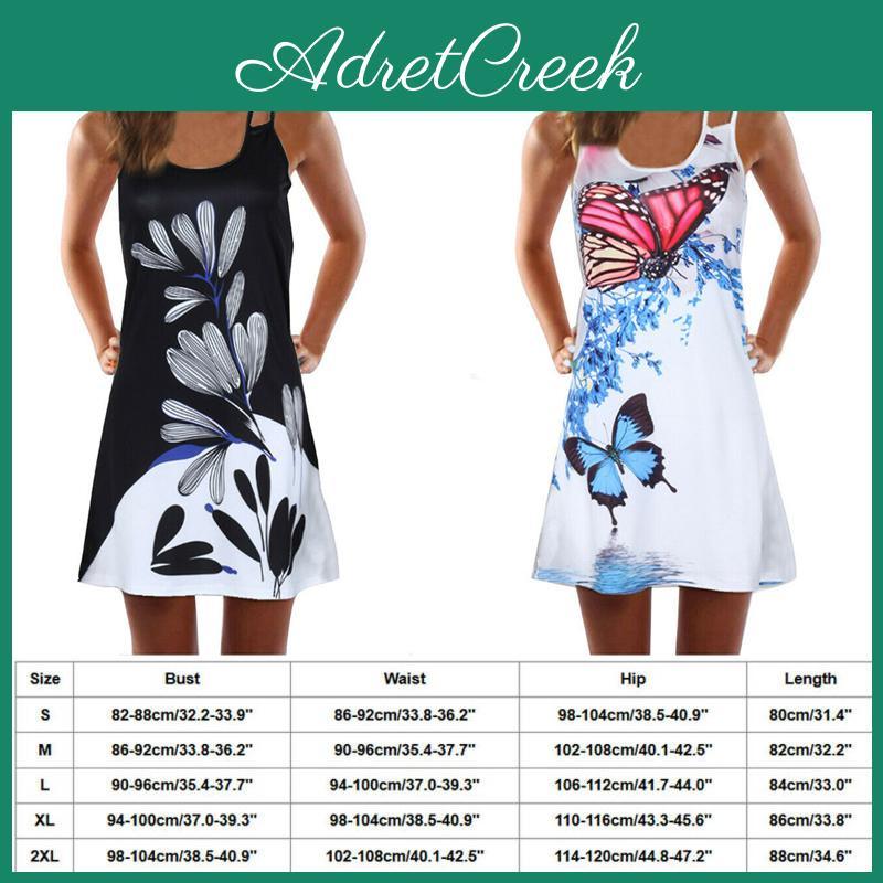 Elegant Women Summer Vintage Beach Sleeveless 3d Floral Print Boho Tank Dress