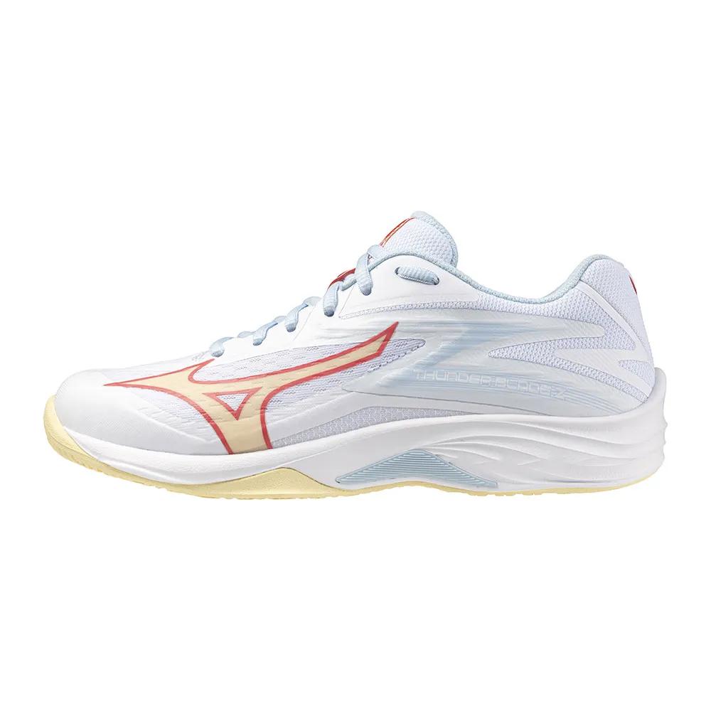 Mizuno Thunder Blade Z sneakers breathable lightweight White/Calypso Coral/Pale Banana