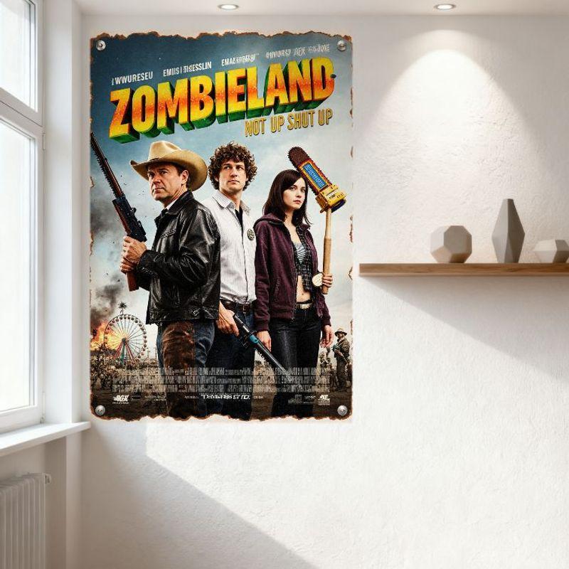 Zombieland Movie Retro Metal Tin Sign Vintage Comedy Horror Poster for Home Bar Cafe Club Man Cave Decor