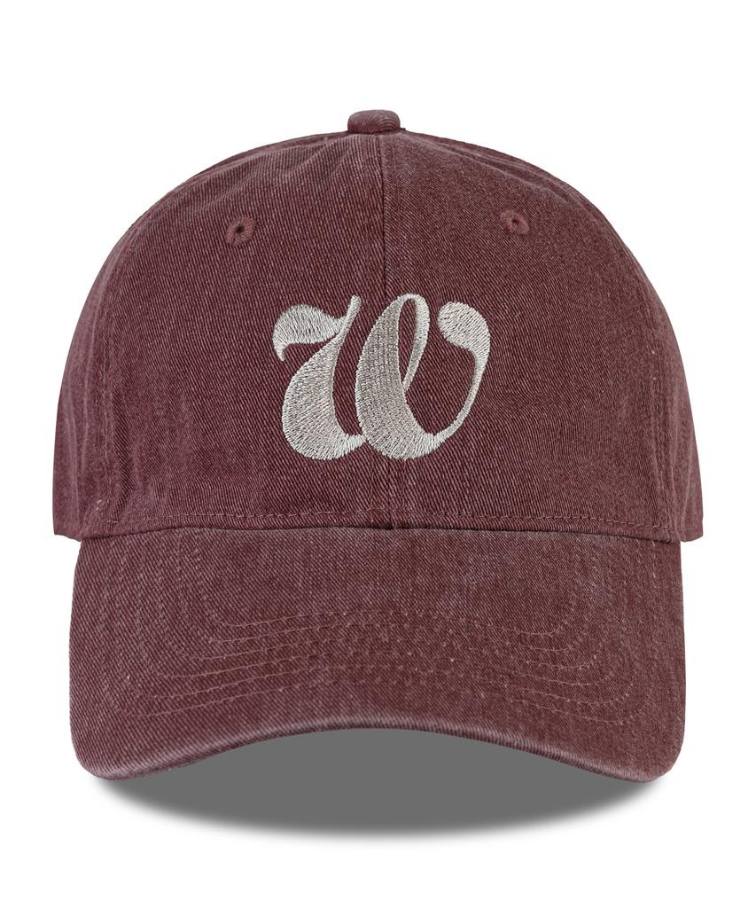 Wig W Script Pigment Ball Cap - Burgundy