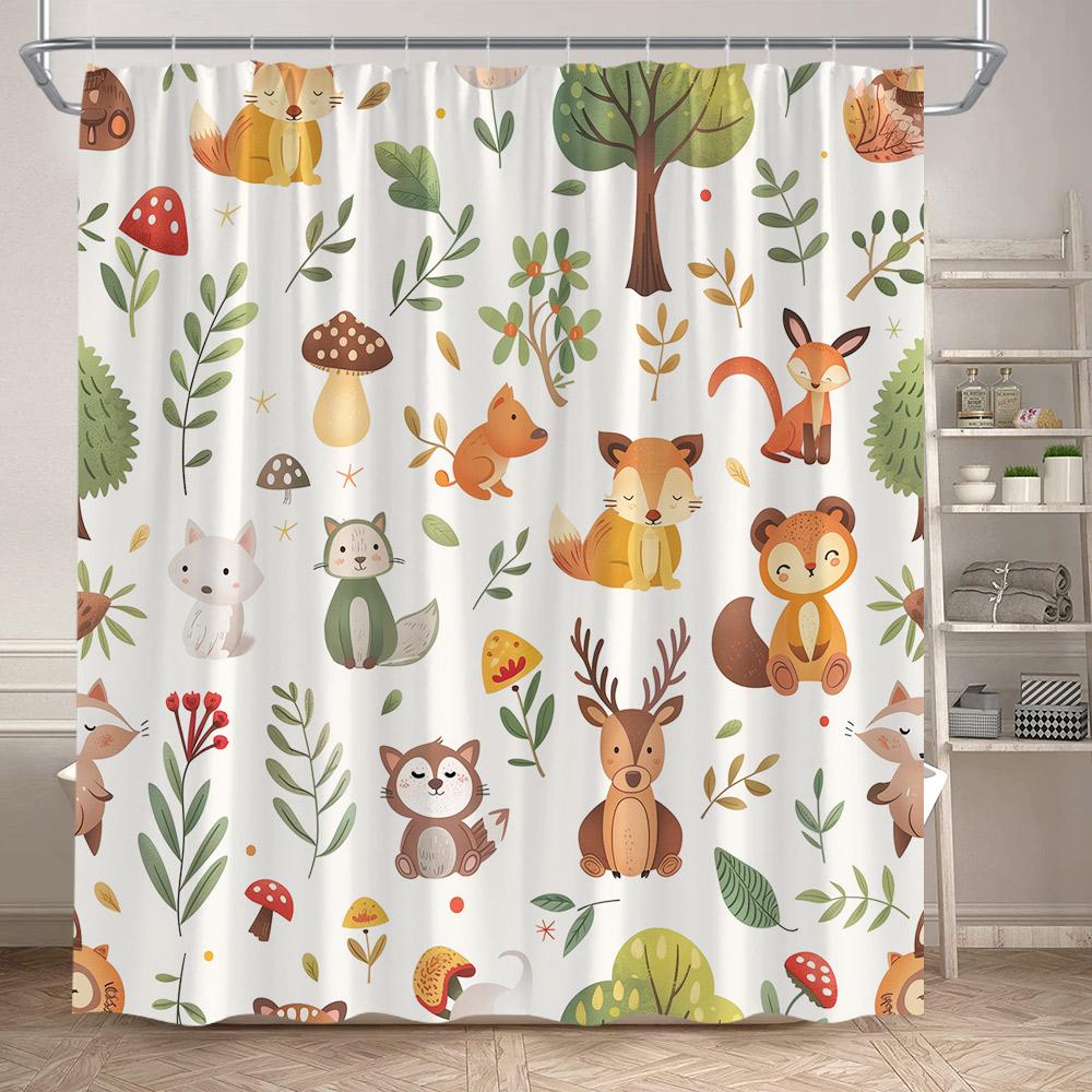 Eucalyptus Leaves Shower Curtains Autumn Brown Leaf Watercolour Plants Modern Bath Curtain Polyester Fabric Home Bathroom Decor