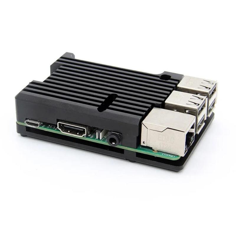 Passive Cooling Metal Case for Raspberry Pi 3B & 4, Aluminum Alloy Replacement Enclosure with Copper Heat Sink Compatibility