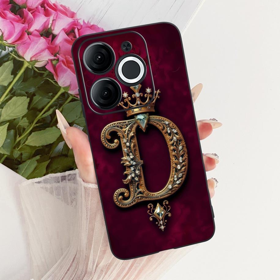 For Itel A80 Case A671L A671LC Back Cover Luxury A Z Initial Letter Crown Soft Silicone Couple Phone Case For ItelA80 A 80 Shell