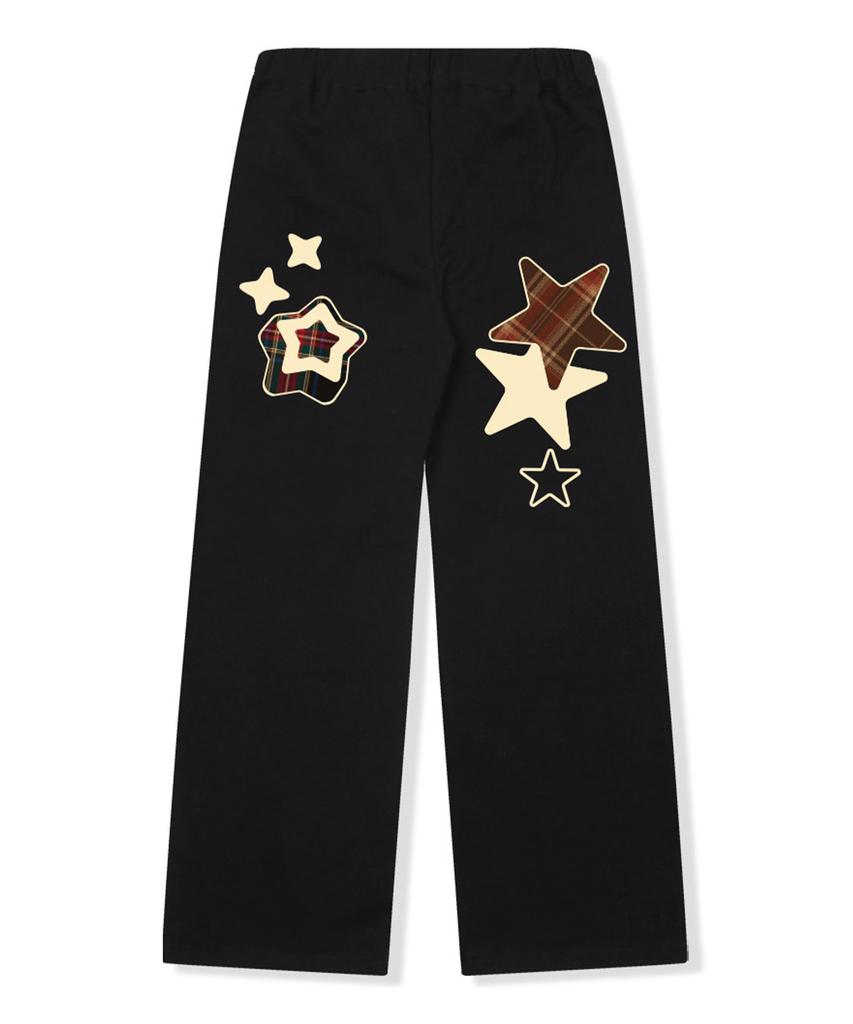 Nasyujeueol [Non-Fleece][Fleece] Check Star Wide Pants 2 Colors