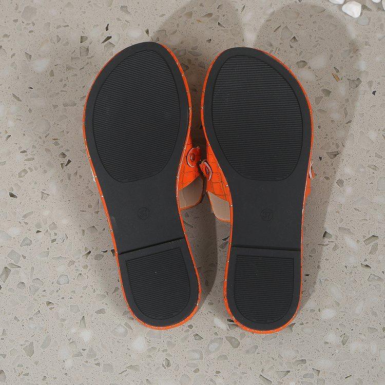 2025 Plus Size Women’s Crocodile Pattern Chain Outdoor Flat Slippers for Summer