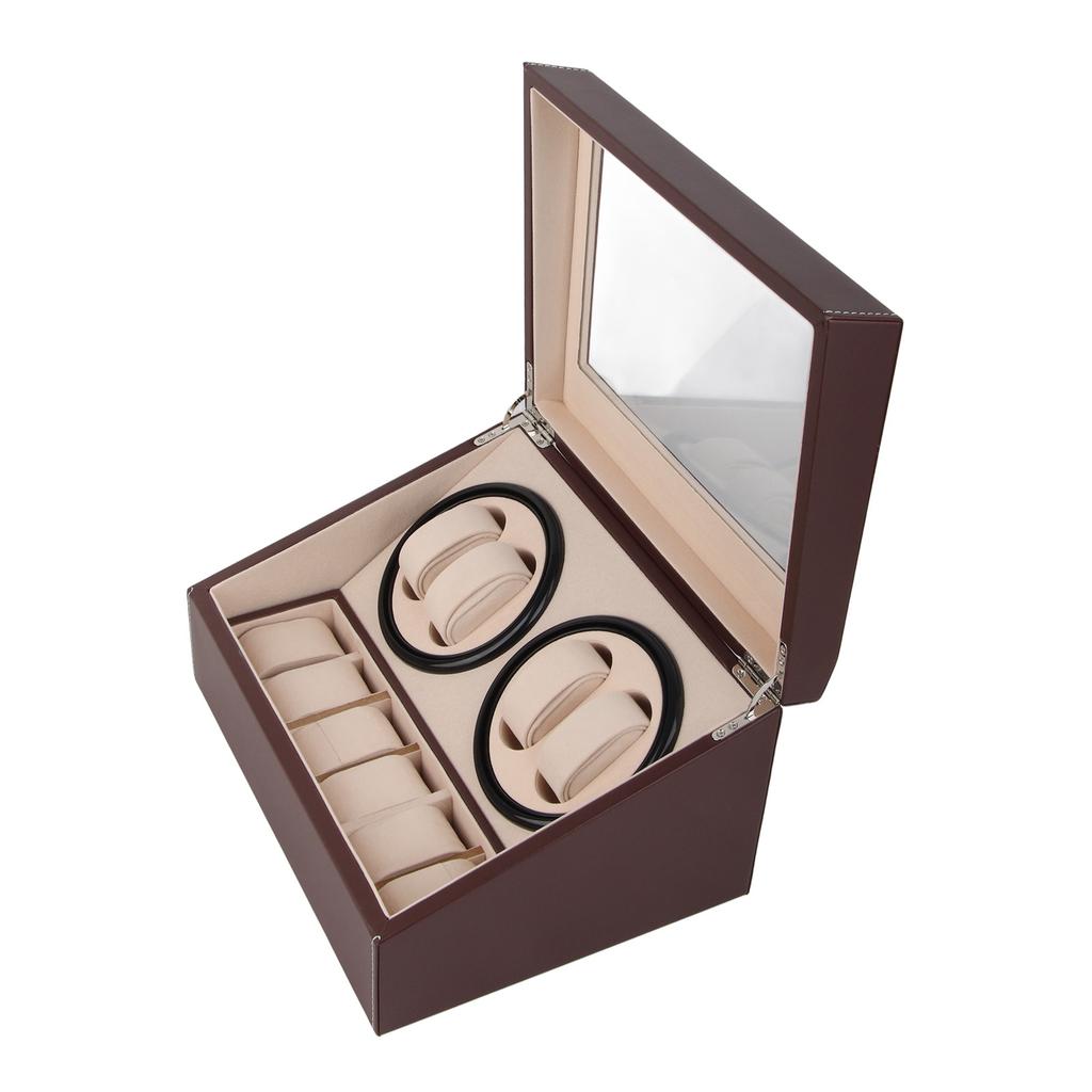 Watch Winder for 4 Automatic Watches 6 Grids Watch Storage Case Quiet Motor