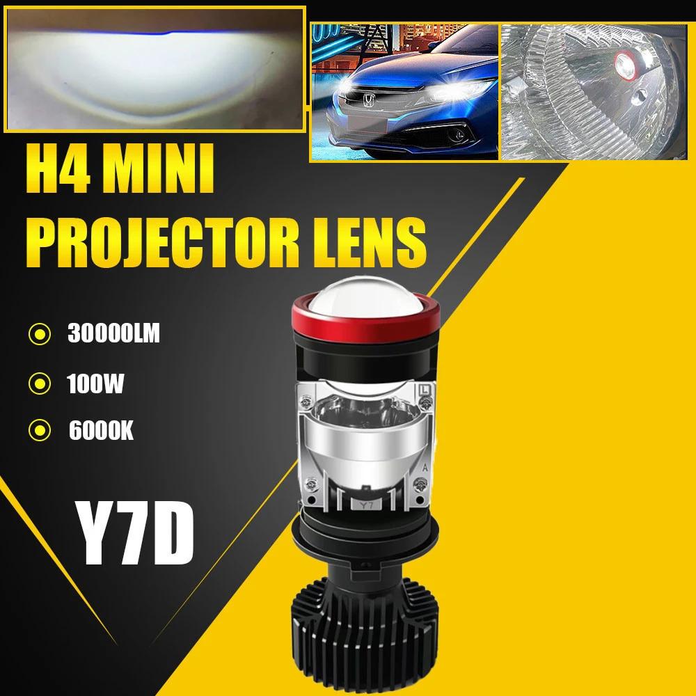Y7D H4 Faro LED Super Brillante Coche H4 Mini Lente Proyector Bombilla 6000k 30000LM Haz Alto Bajo Ventilador Turbo Lámpara de Luz LED