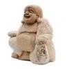 Statuetă Buddha Fericit Sculptată Manual Lemn Albit 30cm