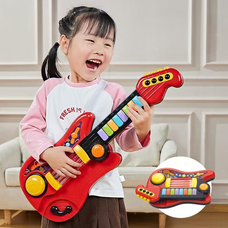 1Pc Children's Electric Music Guitar Toys, Electronic Organ Foldable Creative Bass Musical Instrument