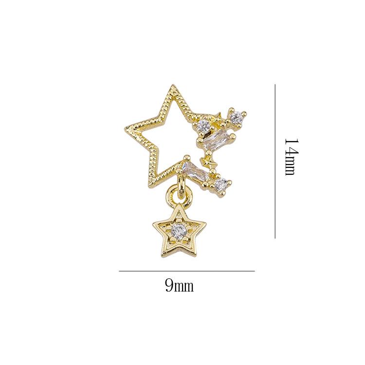 Rainbow Star Pendant Nail Art Set: Zircon Bow, Pearl Heart, and Rhinestone Accessories