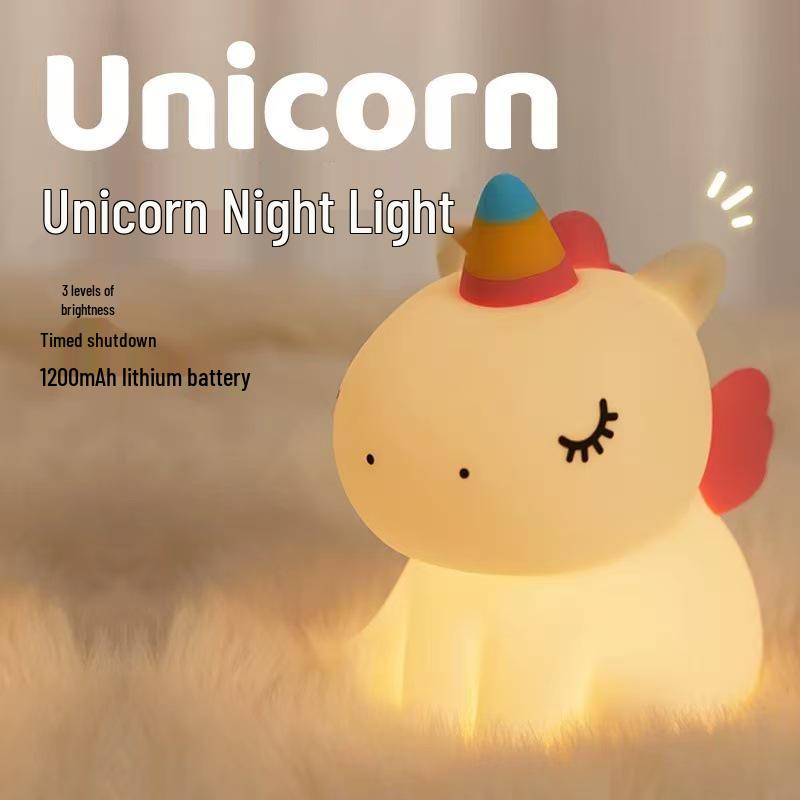 

Unicorn Wings Cartoon Silicone Night Light - Creative Bedside Atmosphere Lamp Wings Unicorn (Color Light)