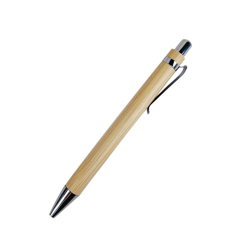 Eco-Friendly Bamboo Ballpoint Pen with Metal Clip: Insect and Mildew Resistant, Two-Layer Light Oil Finish.