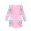 Costume da bagno intero a maniche lunghe con volant per bambina, con slip, certificato CPC per bambini