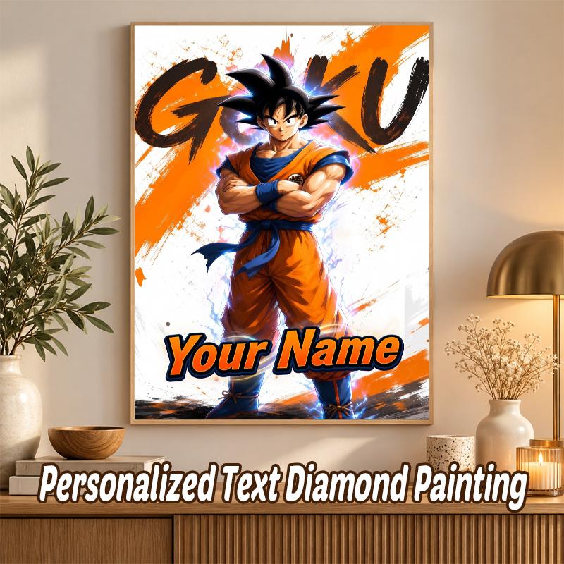 Dragon Ball Goku Custom Name Diamond Painting Personalized 5D Full Drill DIY Diamond Art Home Decor