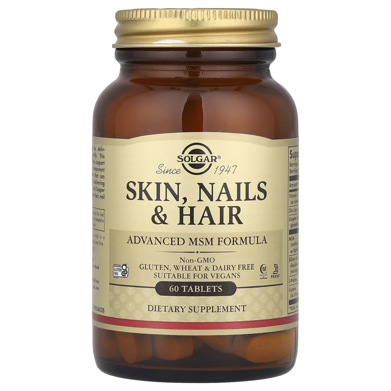

Solgar, Skin, Nails & Hair, вдосконалена формула МСМ, 60 таблеток