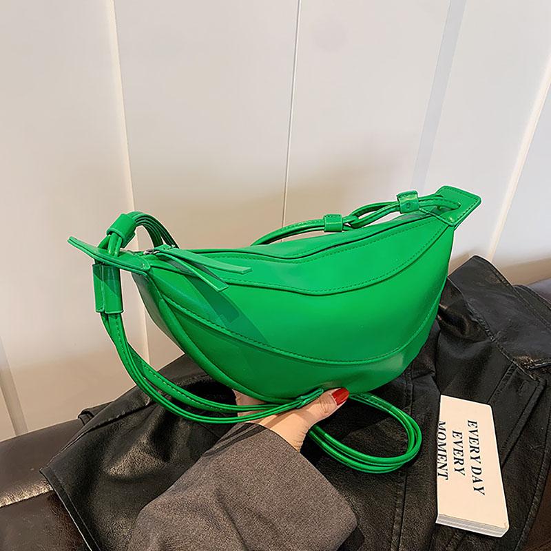 

Корейская сумка-подмышка полумесяца для девочек, новая весенне-осенняя высококачественная однотонная нагрудная сумка, простой дизайн, повседневная сумка через плечо (20cm<Max Length<30cm)