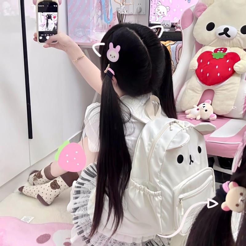 Süßer Rilakkuma Rucksack Anime Cartoon Stickerei Rucksack Stilvoll Große Kapazität Schüler Schultasche Nylon Multifunktionale Taschen