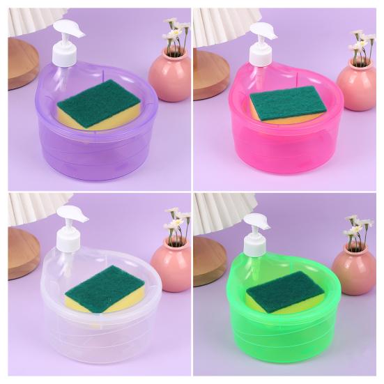 Kitchen Soap Dispenser with Quick-Drying Sponge Holder Quick Drying Removable Refillable Drip Tray One-Hand Operation Anti-Slip Base Kitchen