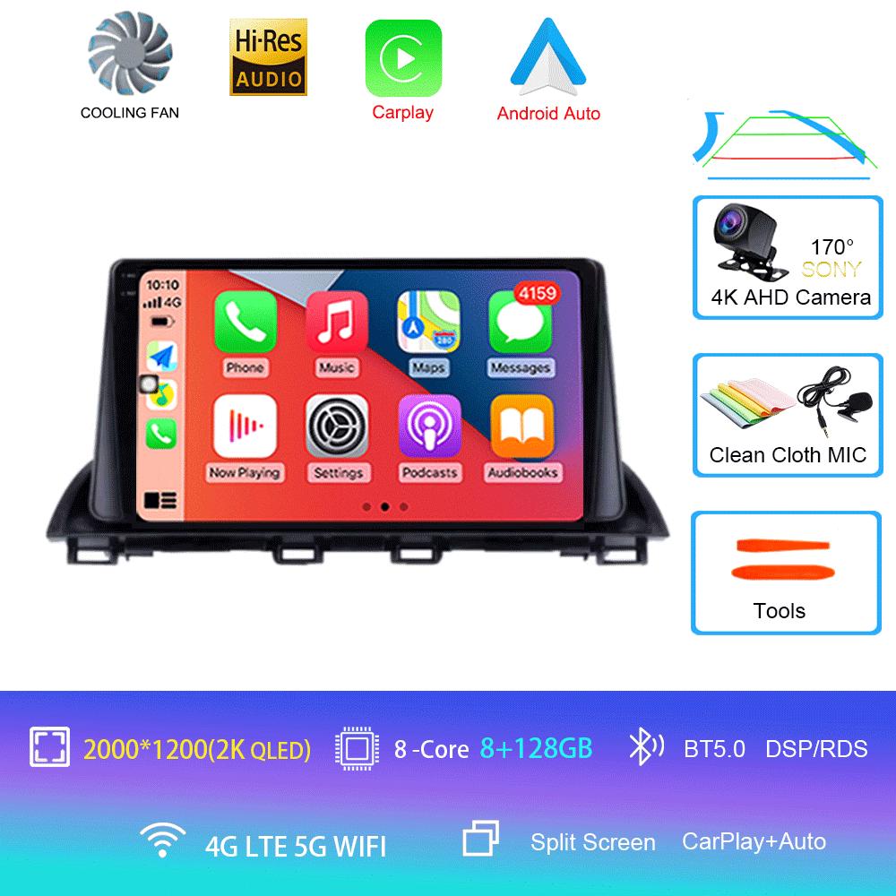 Car Radio Android 14 Carplay For Mazda 3 Axela 2013 2014 2015 2016 2017 2018 Navigation GPS Multimedia Player WiFi+4G Stereo BT