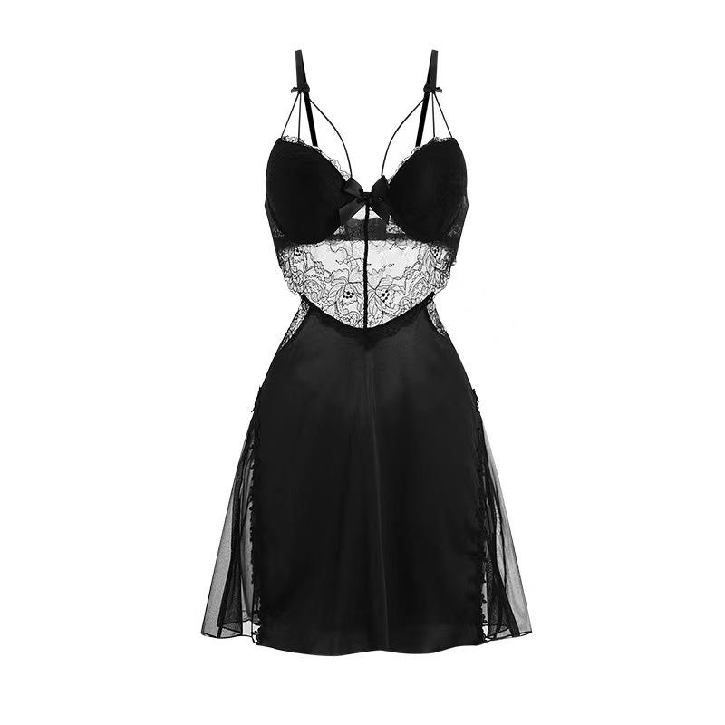 Man Desire Women's Sexy Lace Underwire Push-Up Backless Sleepwear Camisole Dress Set
