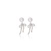 Xiaoxiangfeng Bow Fringed Pearl Stud Earrings, Fresh, Sweet And Advanced, Can Wear Two Earrings For Women