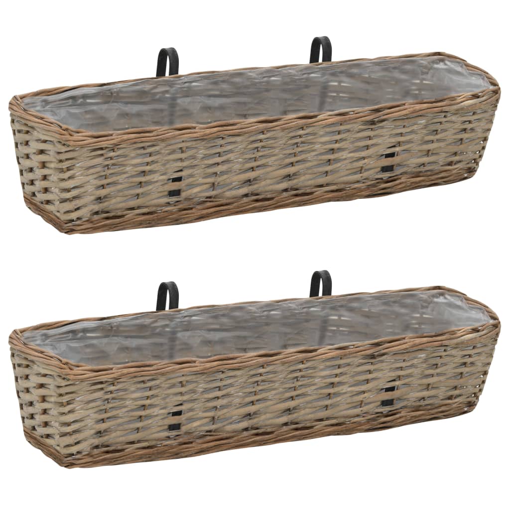 vidaXL Balkon-Blumenkasten 2 Stk. Weide mit PE-Auskleidung 80 cm braun