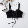 Velvet Lace-up Wireless Bra & Sexy Halloween Camisole