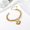 Statement Heart Pendant Bracelet Stainless Steel Gold color Zircon Fashion Metal Texture Bracelet Accessories 2023