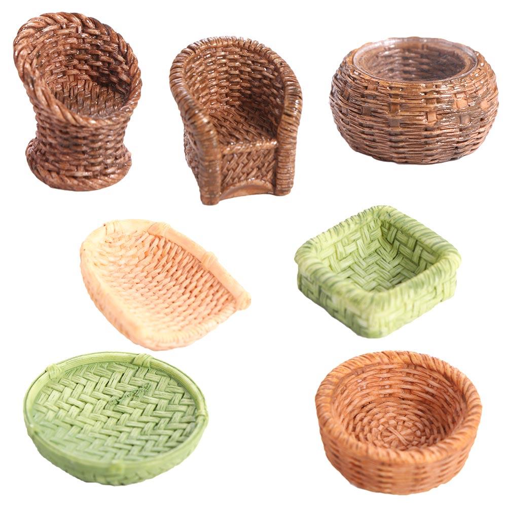 Simulation Dollhouse Miniature Basket Furniture Decoration Simulation Bamboo Basket  Ornaments