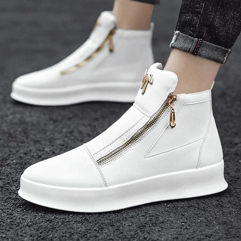 2025 Fashion High Top Leather Casual Sneaker Men Black Platform Sneakers  Designer Superstar Shoes Men Hip Hop Streetwear Shoes