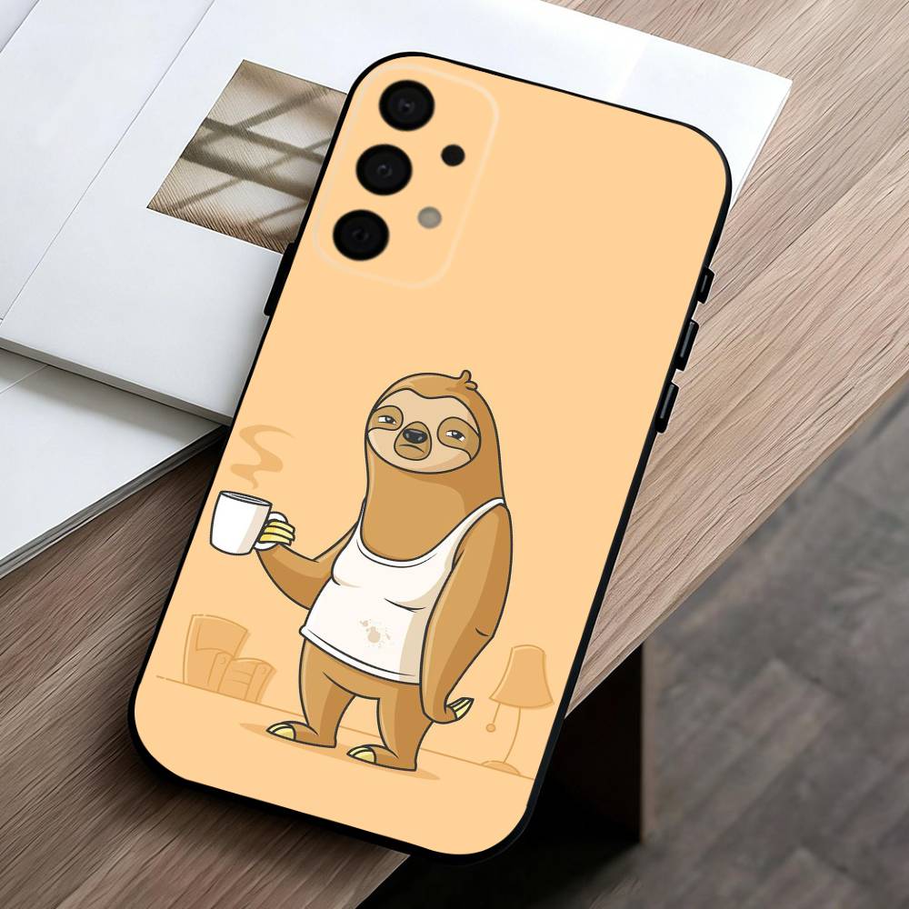 Animal Cute C-Cartoon S-Sloth  Phone Case For Samsung Galaxy A73,A72,A71,A70,A53,A52,A51,Soft Silicone Black Cover