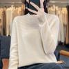 Women's High-Neck Hollow Wool Sweater - Soft Knitwear for Autumn & Winter, Korean Style