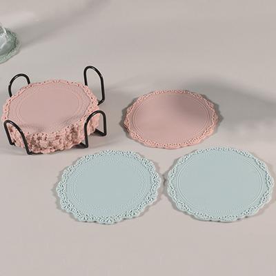 Table Placemat Retro Embossment Round Waterproof Oil-proof Anti-scald Silicone Dishwasher Safe Dining Mat Kitchen Supplies