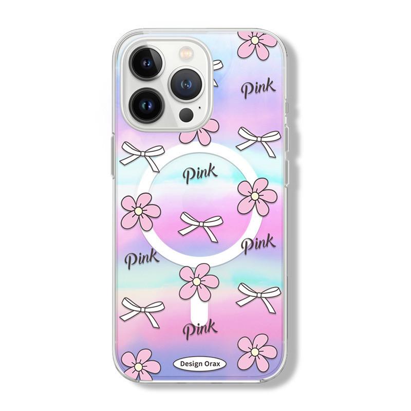 Japanese Korean Style Magnetic Stand Phone Case Compatible and Suitable for iPhone15 14 13 12 11promax xsmax xr 7 8plus Cute Flowers