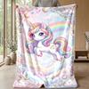 Rainbow Unicorn Fantasy Theme Blanket Lightweight Warm Flannel Blanket Decorative Throw Blanket for Home Decoration