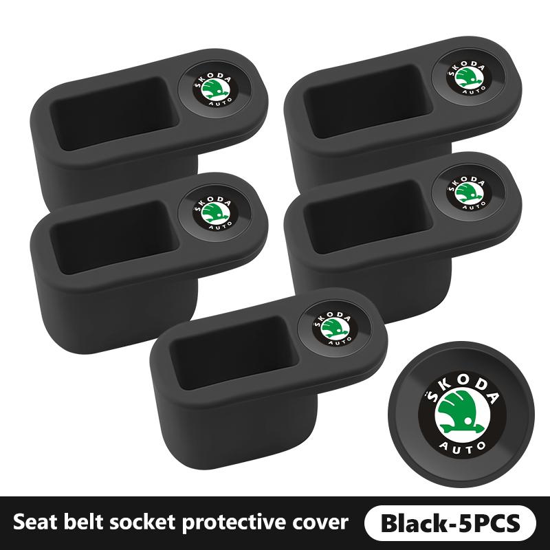 IVSX7 TPE Car Seat Belt Socket Protective Cover Interior Accessories For Skoda Octavia Superb RAPID FABIA KAMIQ KAROQ KODIAQ YETI