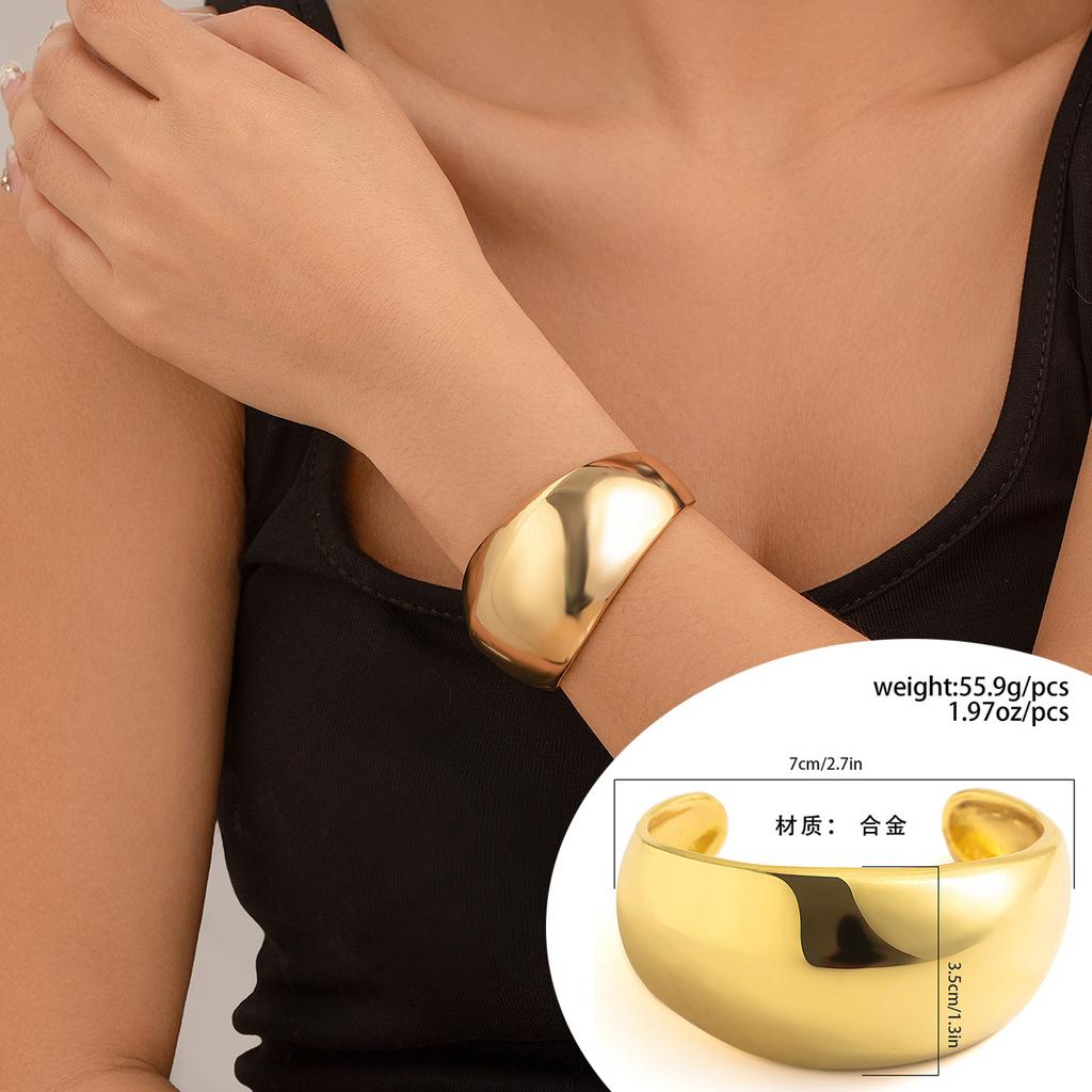 Personality Irregular Glossy Metal Wide Bracelet Bracelet Fashion C-Shaped Texture Open Bracelet