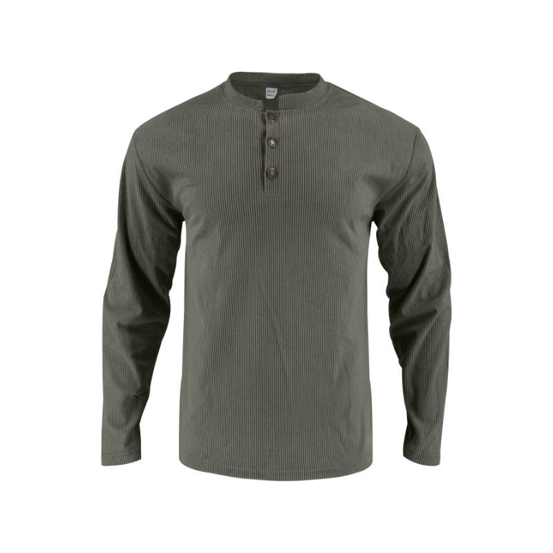 

Men s Ribbed Henley Long Sleeve Shirt Casual Button Neck Top 3XL