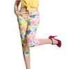 Women's Slim-Fit Printed Cotton Pencil Pants, Mid-Waist, Elastic, Urban Style