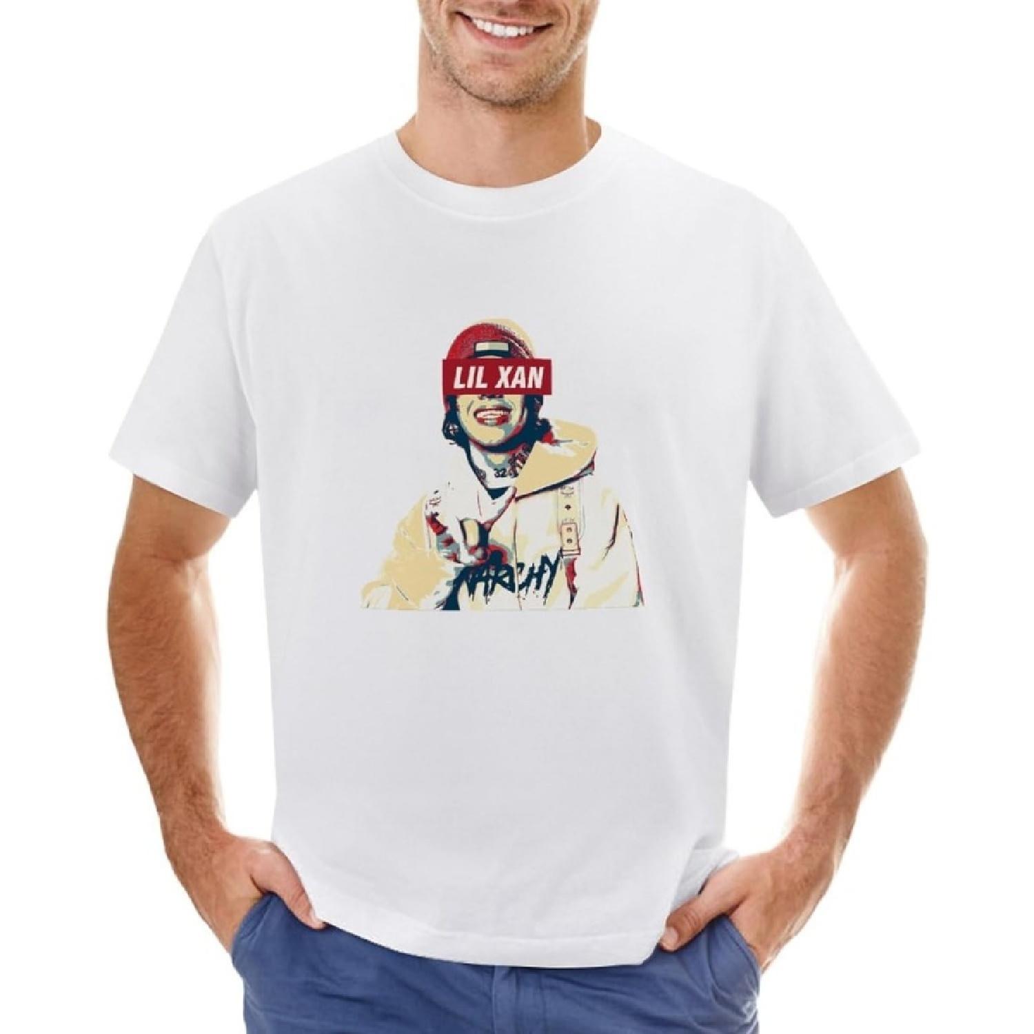 

JRLAMN Mens Short-Sleeve T-Shirt Lil Xan Cotton Crewneck T-Shirts Men s Workout Undershirts Top Tee XXXXXL білий