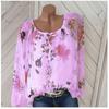 Fashion Women's All-Match Sexy One-Neck Printed Loose Chiffon Shirt Long Sleeve Top
