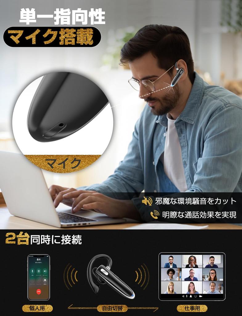 Branchenführendes In-Ear-Bluetooth-Headset, einzelne Ohrhörer, Hängeform, bis zu 96 Stunden kontinuierliche Nutzung, LED-Anzeige, kompatibel mit links und rechts