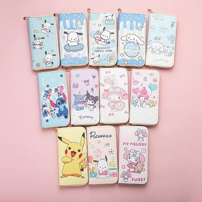 New Fashion Long Wallet Zipper Printing Student Cartoon Zero Card Bag Clutch Bag Waterproof Design Card