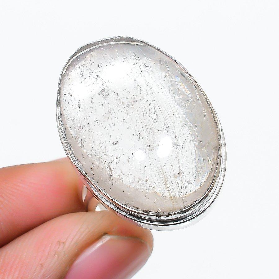 

Golden Rutile Gemstone Handmade Ethnic Jewelry Ring Size 8.5 SR-5509