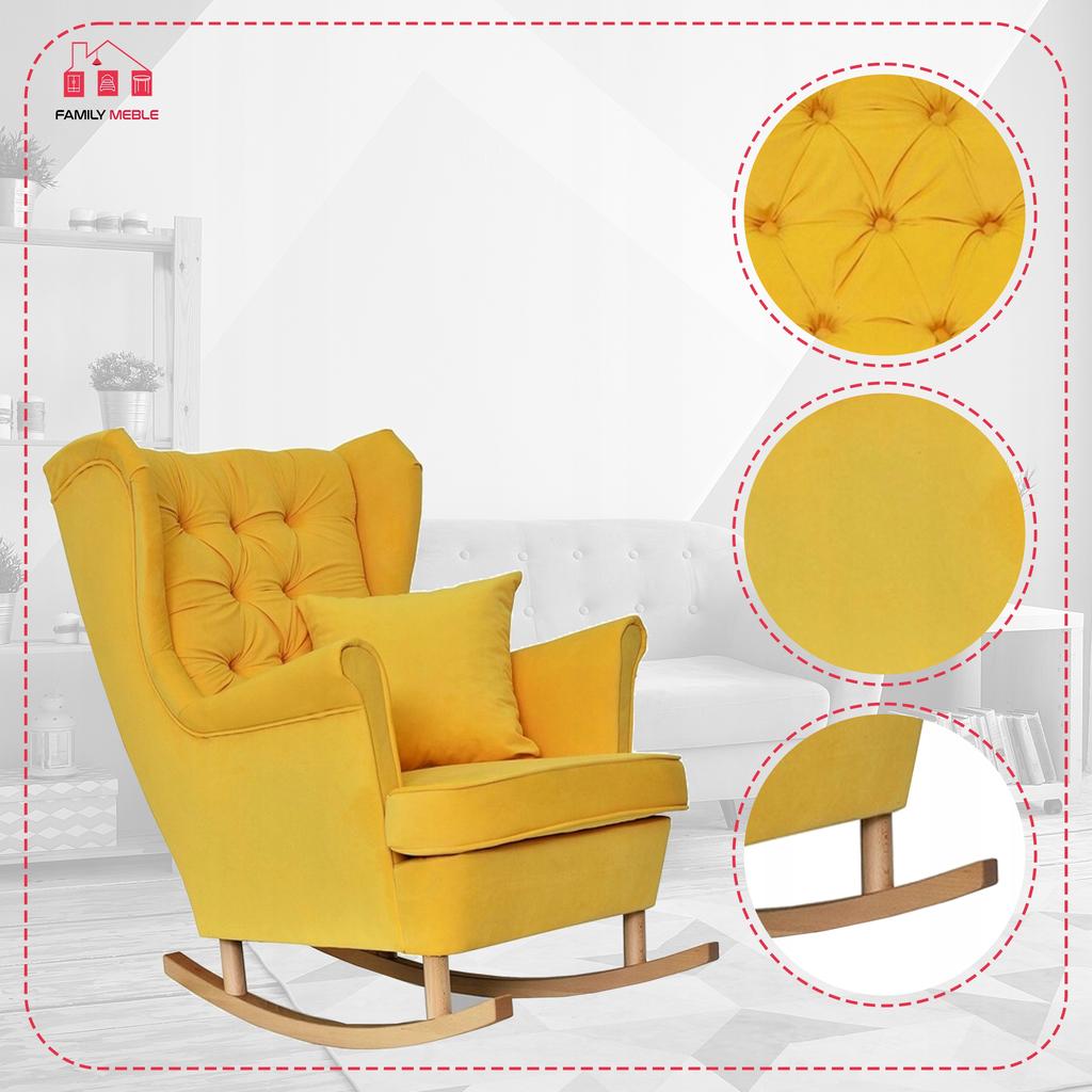 Gaja Rocking Chair, Scandinavian, Family Furniture, Yellow, Rocking Chair