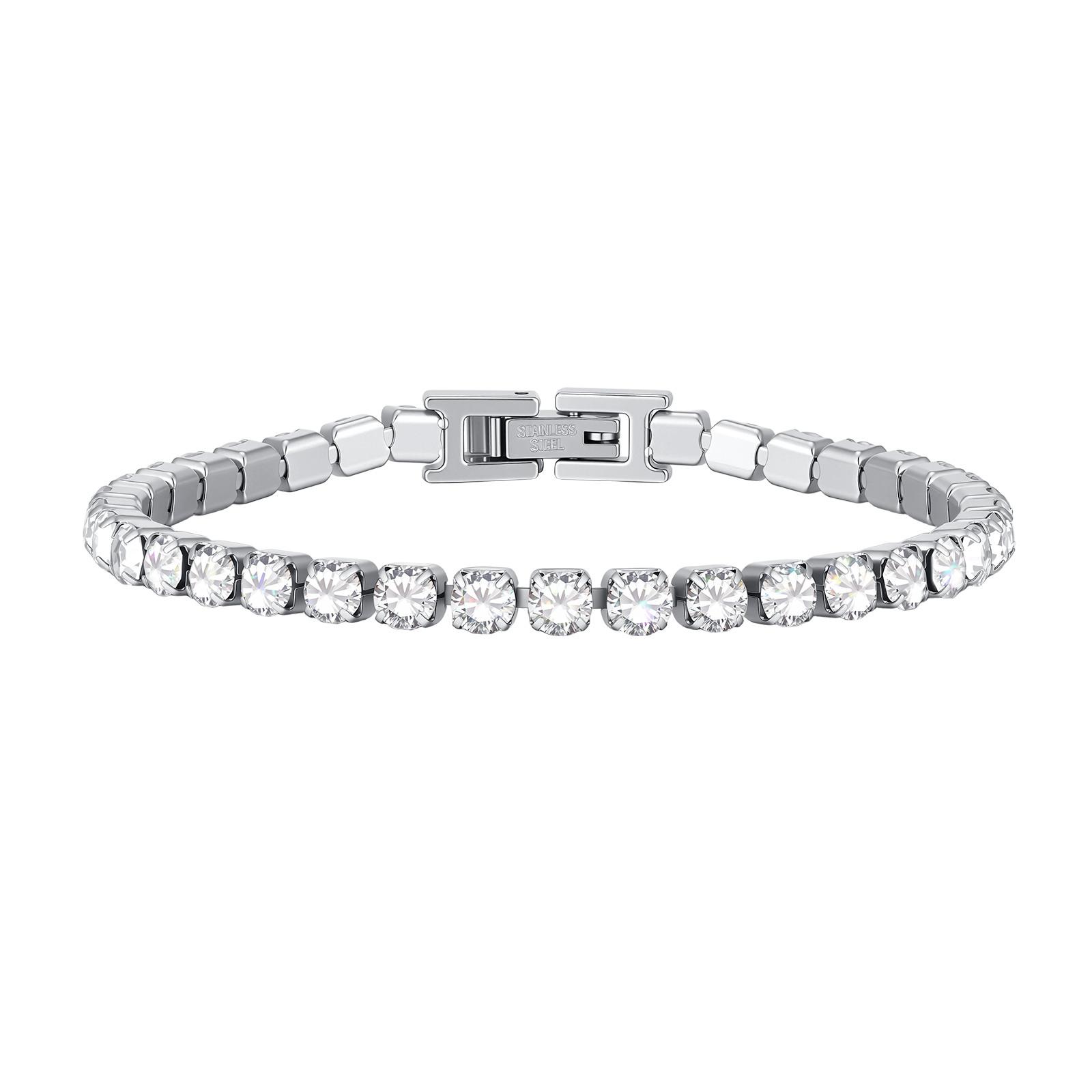 

Luxury Classic 4mm Tennis Chain Bracelet for Women, Crystal Cubic Zircon Bracelet 17/20/23cm, Fashion Stainless Steel Jewelry 17cm