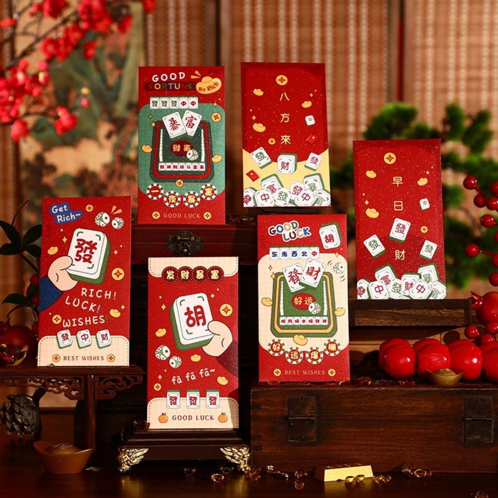 6pcs/set Cartoon Fortune Red Envelope Chinese Style Blessing Hongbao  Lunar New Year