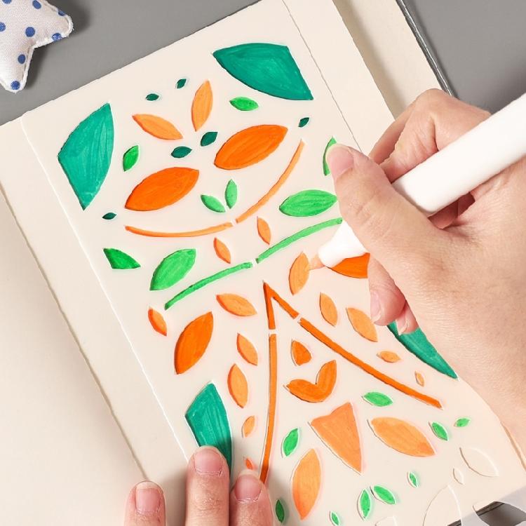 6 Pezzi Template Dettagliati Svuotati Riutilizzabili per Principianti e Professionisti in Journaling o Corsi d'Arte