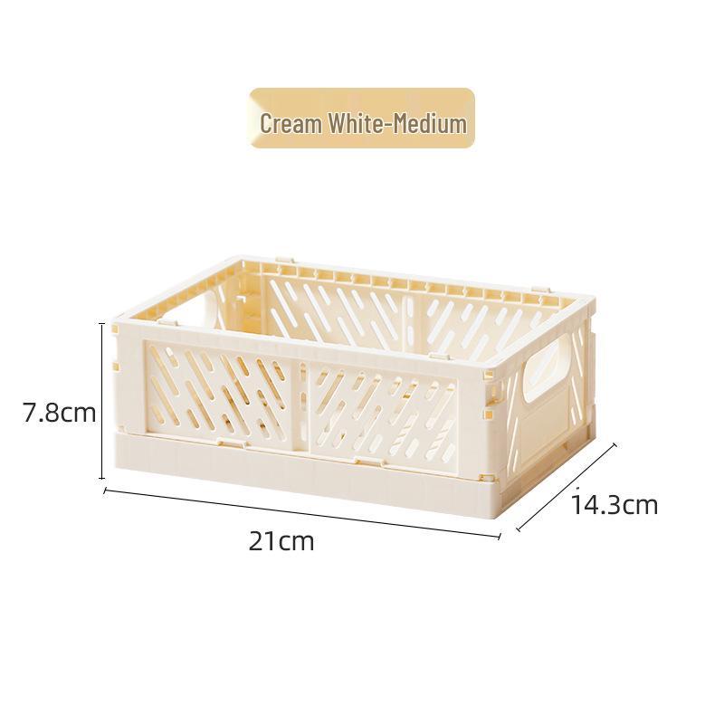 Foldable Plastic Storage Basket - Creative, Stackable Bin for Desktop, Living Room, or Refrigerator Organization
