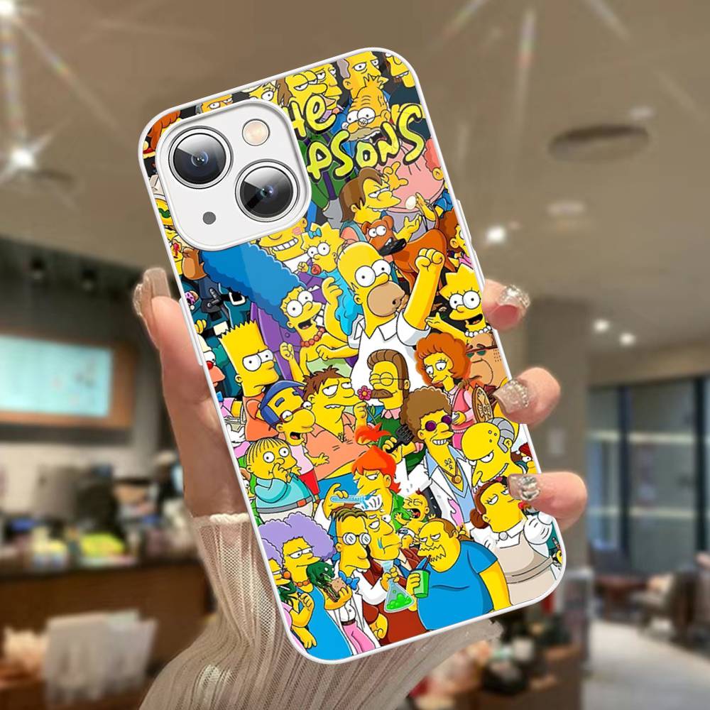 Cartoon The S-Simpsons Tempered Glass For Iphone 14 13 12 11 Pro Mini XS MAX 14Plus X XS XR Cover